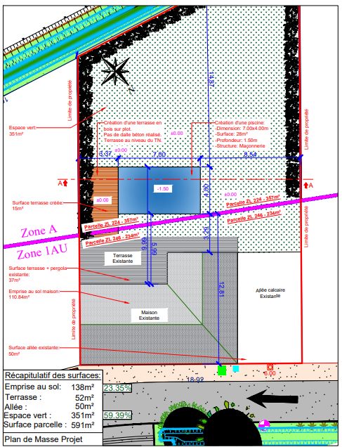 Plan de masse état projeté piscine